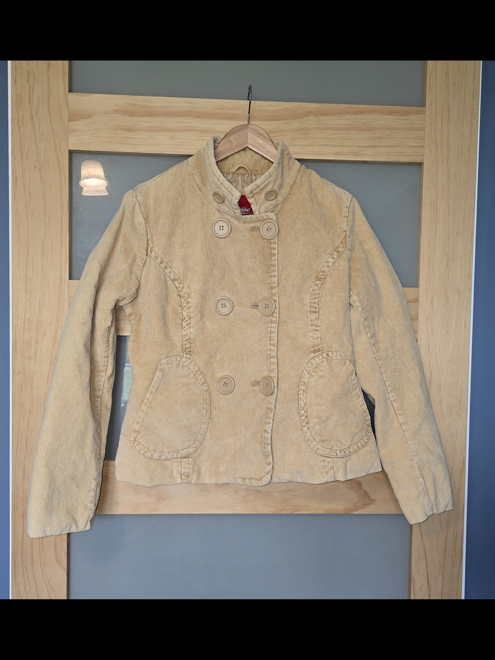 Mossimo Supply Co. Beige Corduroy Double-Breasted Pea Coat Perfect For Fall